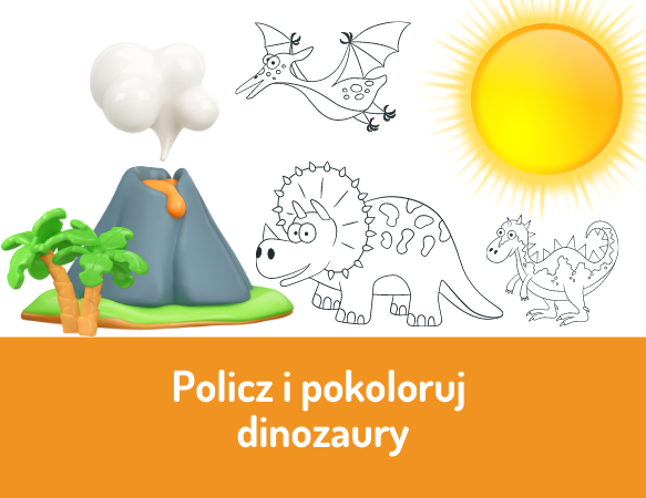 Policz i pokoloruj dinozaury